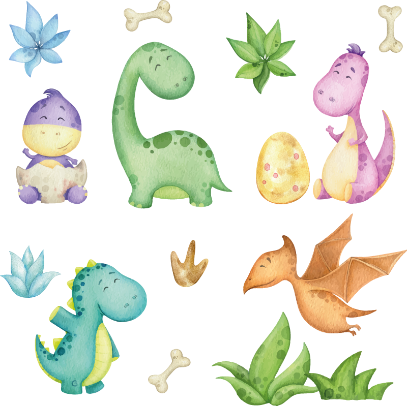 Vinyl teppich schlafzimmer mit nordischem dinosaurier-motiv - TenStickers