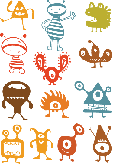 Vinyl teppich kinderzimmer bunte aliens - TenStickers