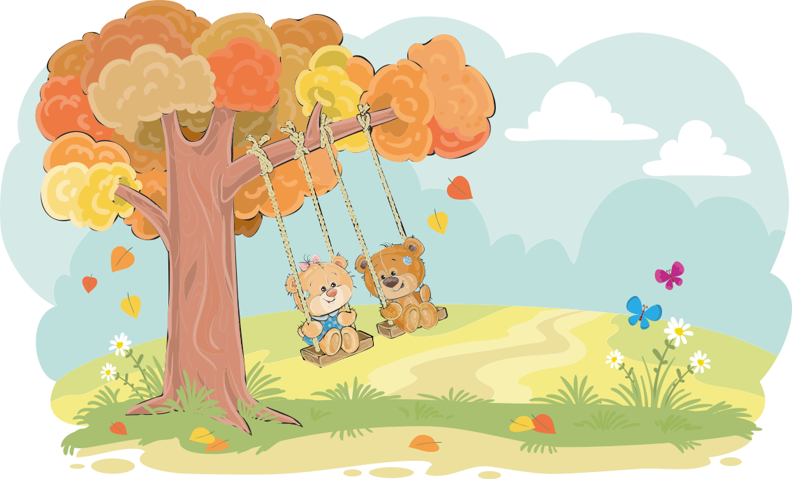 Vinyl teppich kinderzimmer mit teddybären im wald - TenStickers