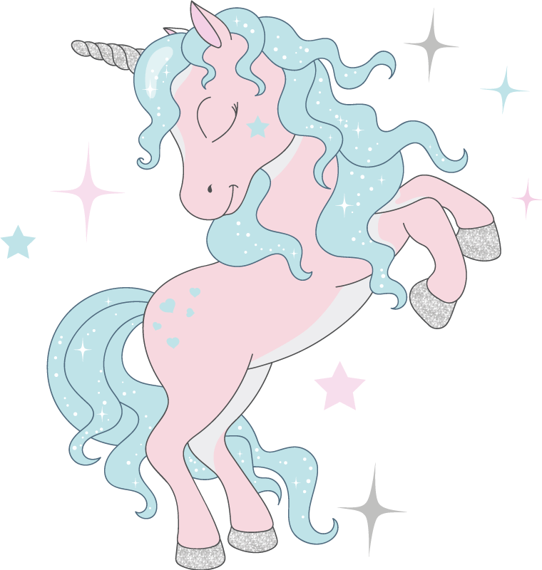 Vinyl teppich kinderzimmer mit glitzer einhorn muster - TenStickers