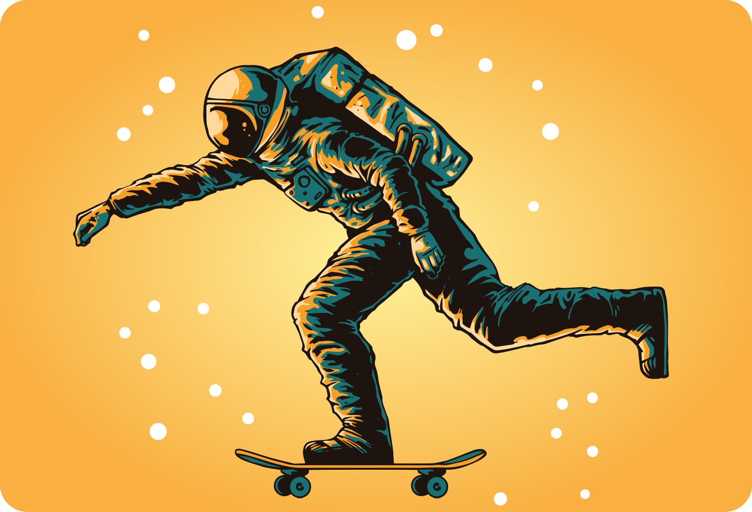 Vinyl teppich kinderzimmer astronaut skateboardfahrer - TenStickers