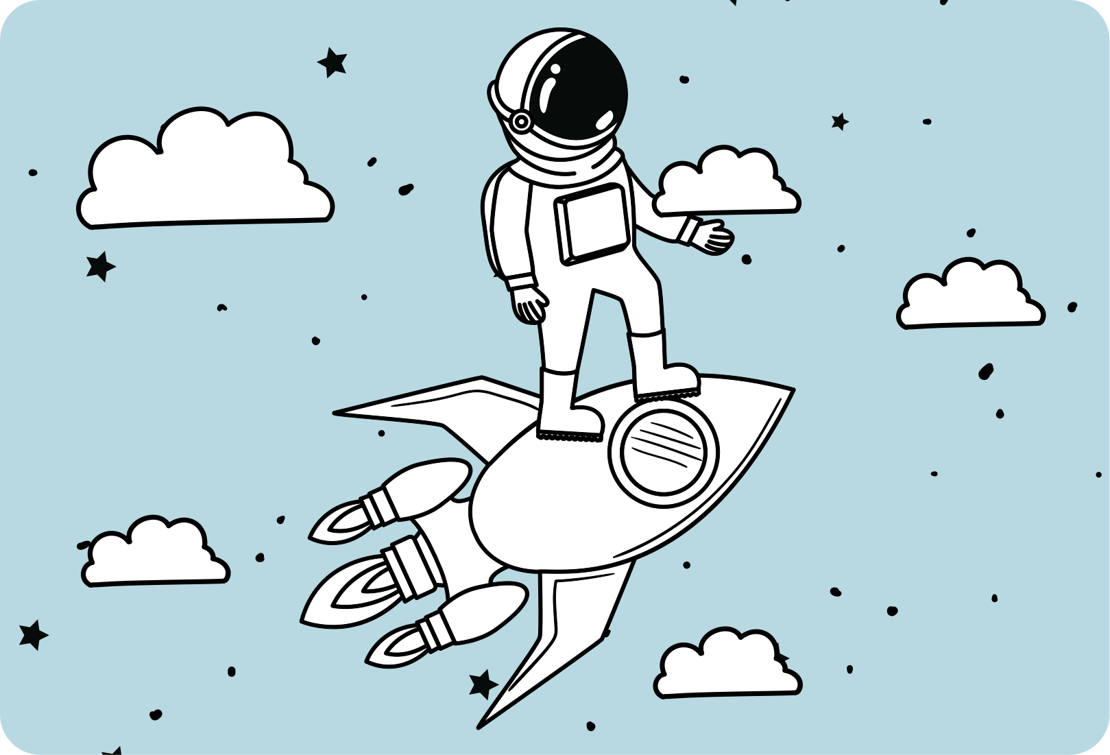 Vinyl teppich kinderzimmer rakete astronaut und sterne - TenStickers