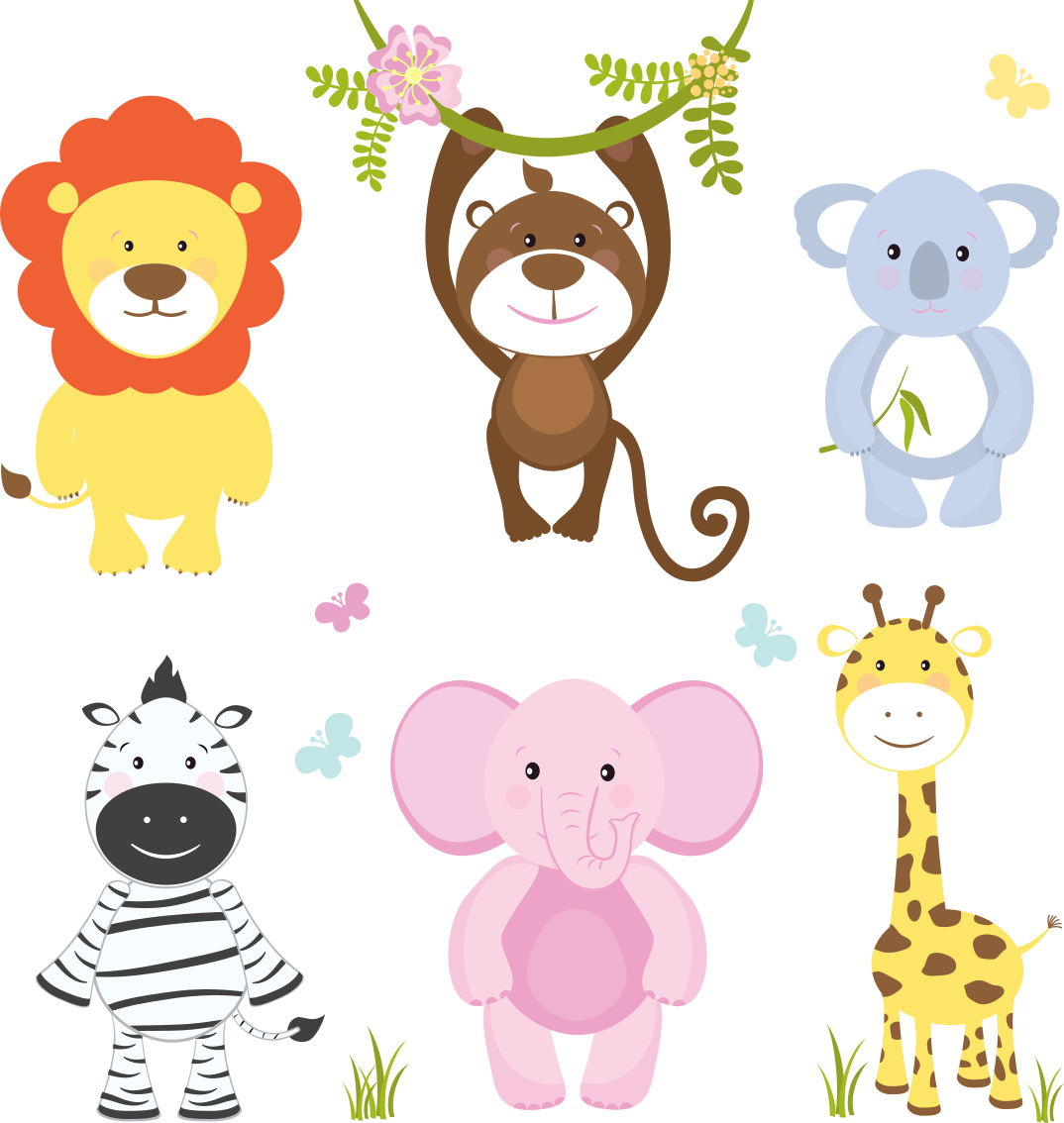 Vinyl teppich kinderzimmer mit bunten baby-tieren - TenStickers