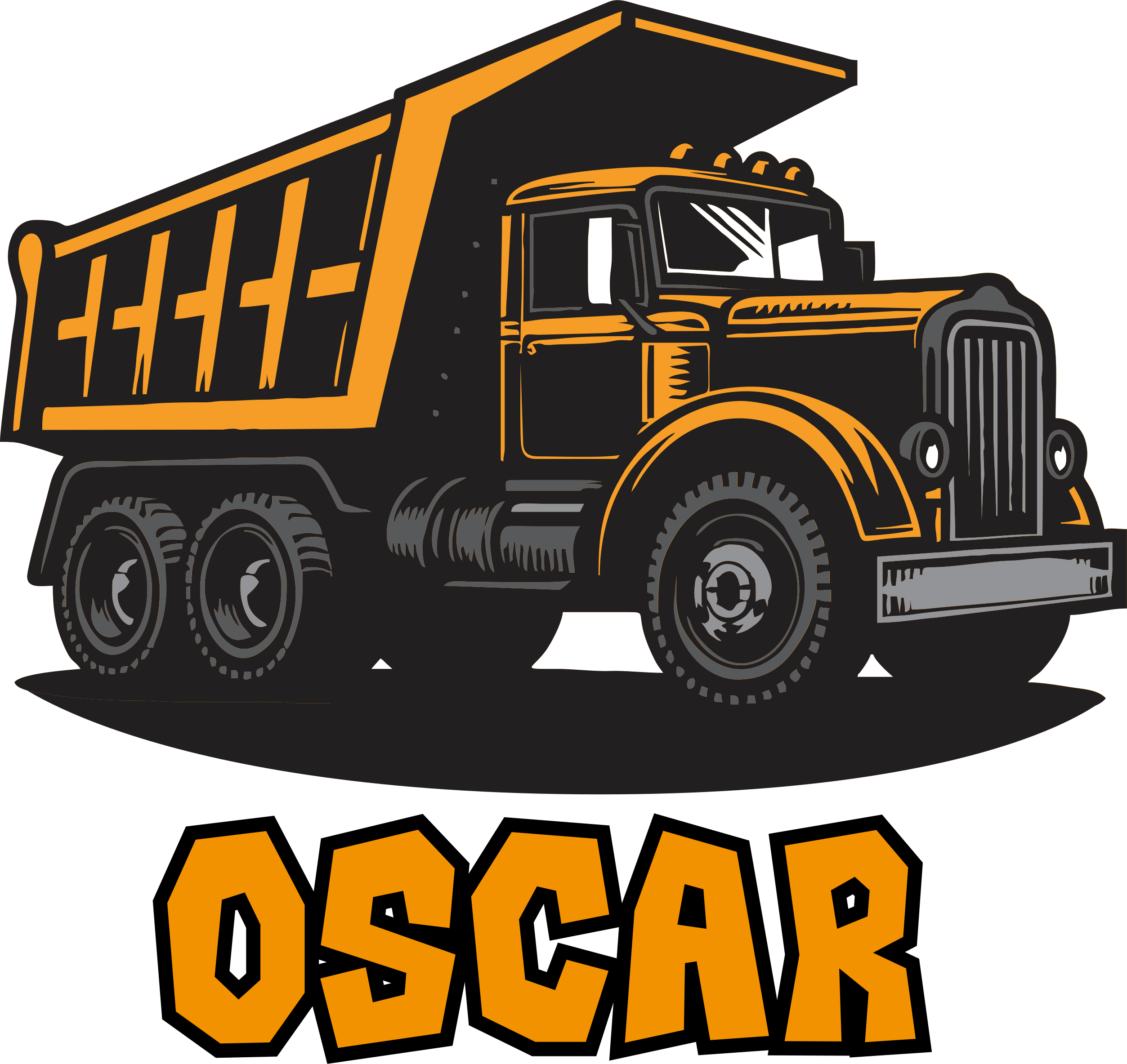 Vinyl teppich kinderzimmer mit orangefarbenem bauwagen - TenStickers