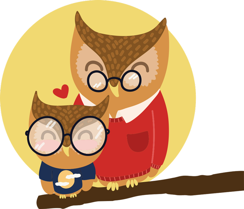 Vinyl teppich kinderzimmer vater und sohn eule - TenStickers