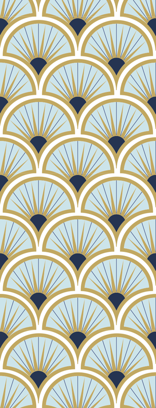 Vinyl teppich badezimmer in blau nuancen im art deco stil - TenStickers