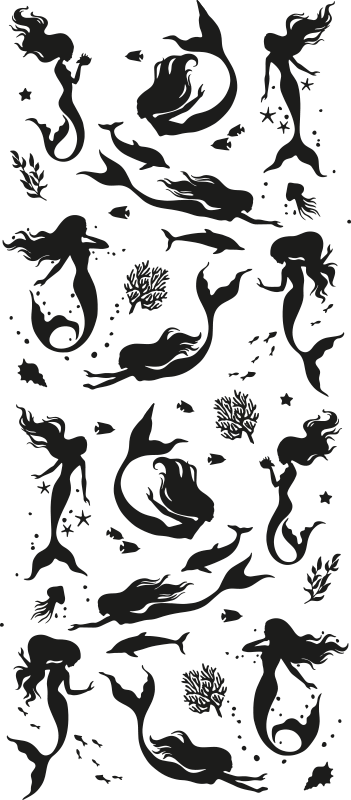 Vinyl teppich badezimmer duschvinyl meerjungfrauen - TenStickers