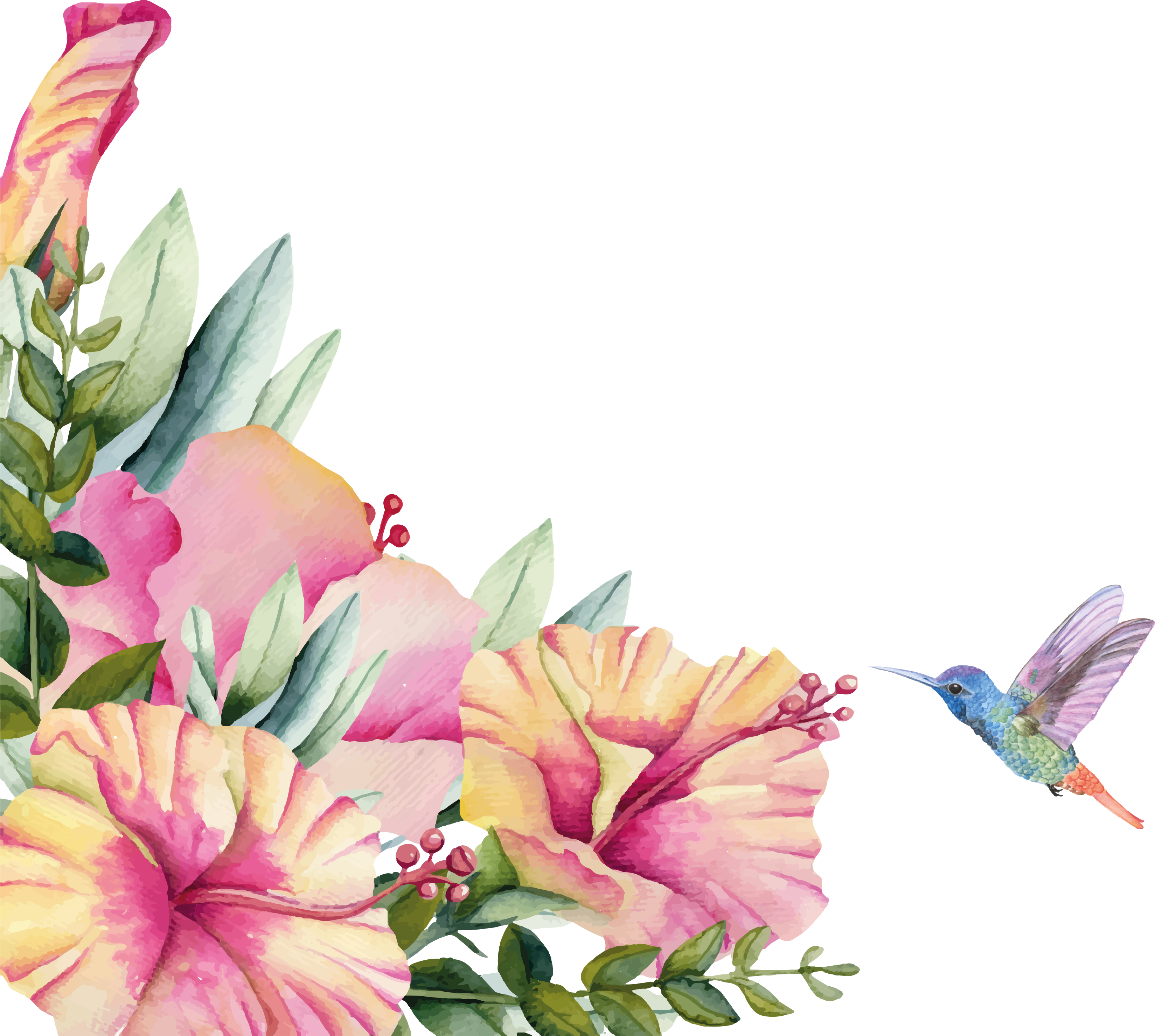 Vinyl teppich badezimmer mit blumen und kolibri - TenStickers