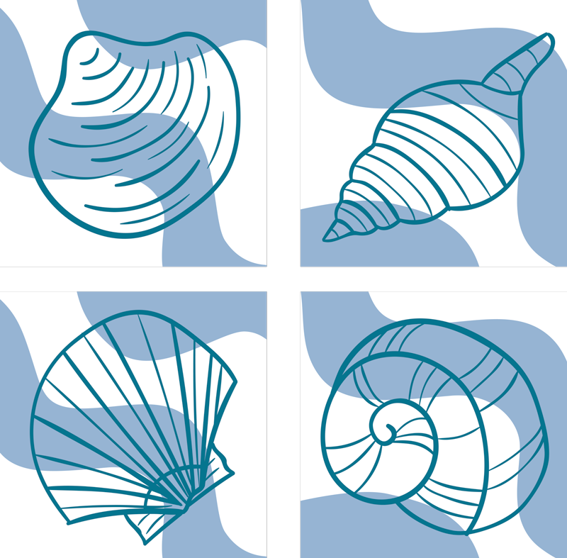 Vinyl teppich badezimmer muschelmuster fliesen - TenStickers