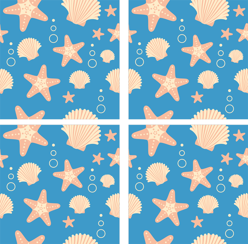 Vinyl teppich badezimmer fische und muscheln unterwasser - TenStickers