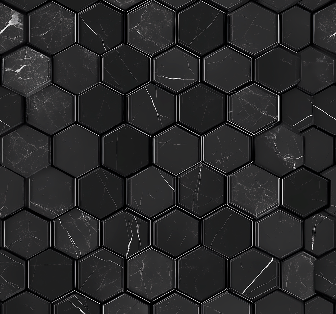 Vinyl teppich badezimmer hexagon schwarz - TenStickers