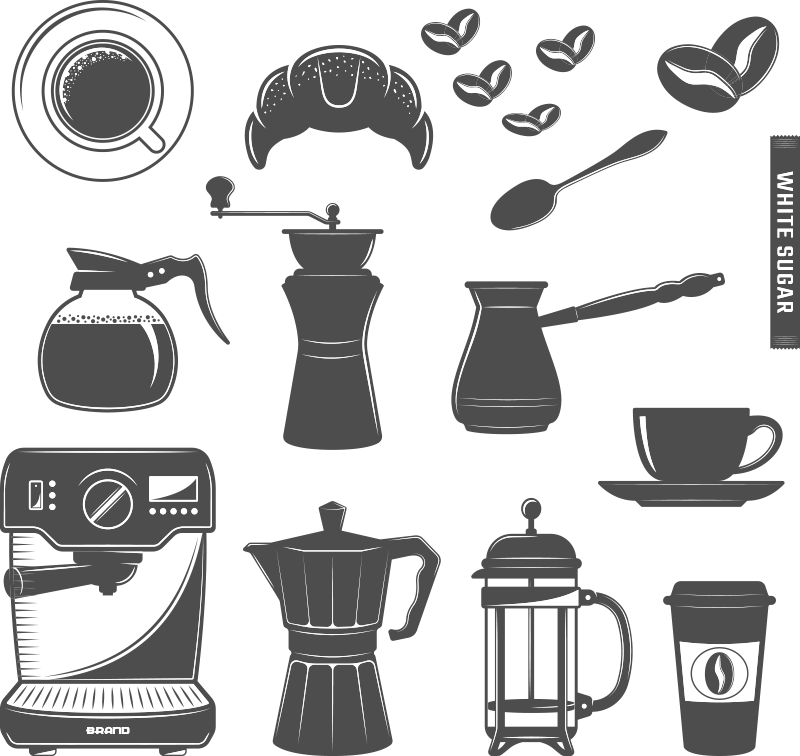 Vinyl teppich küche kaffeemenü set - TenStickers