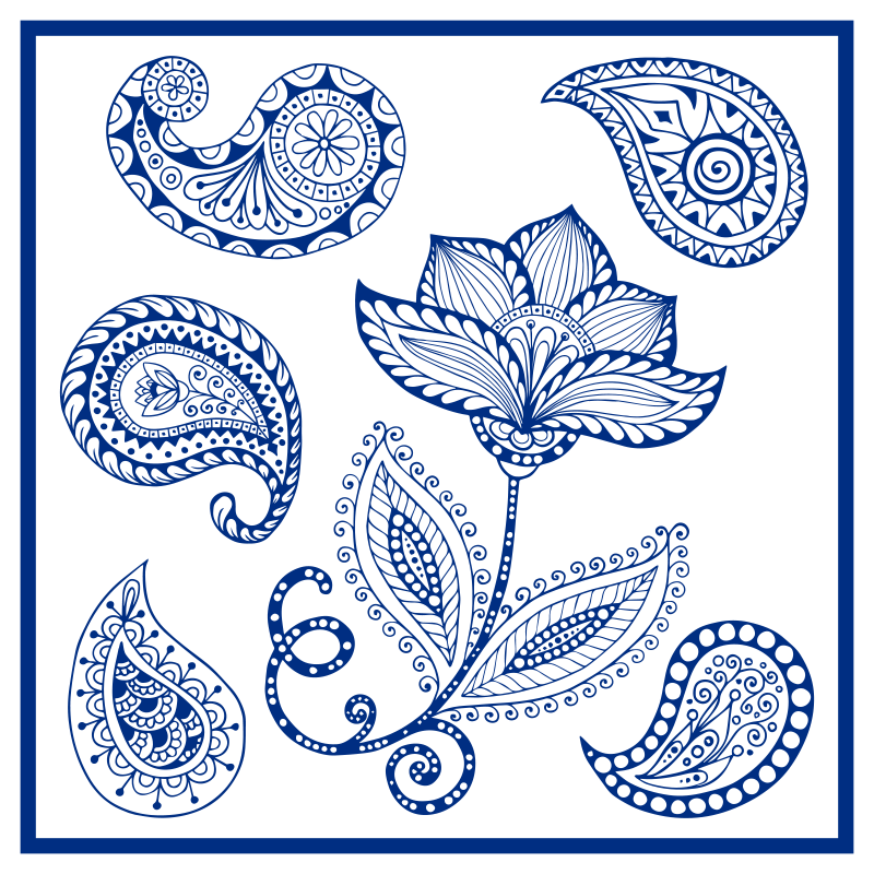 Vinyl teppich küche mit paisleymuster und blumen - TenStickers