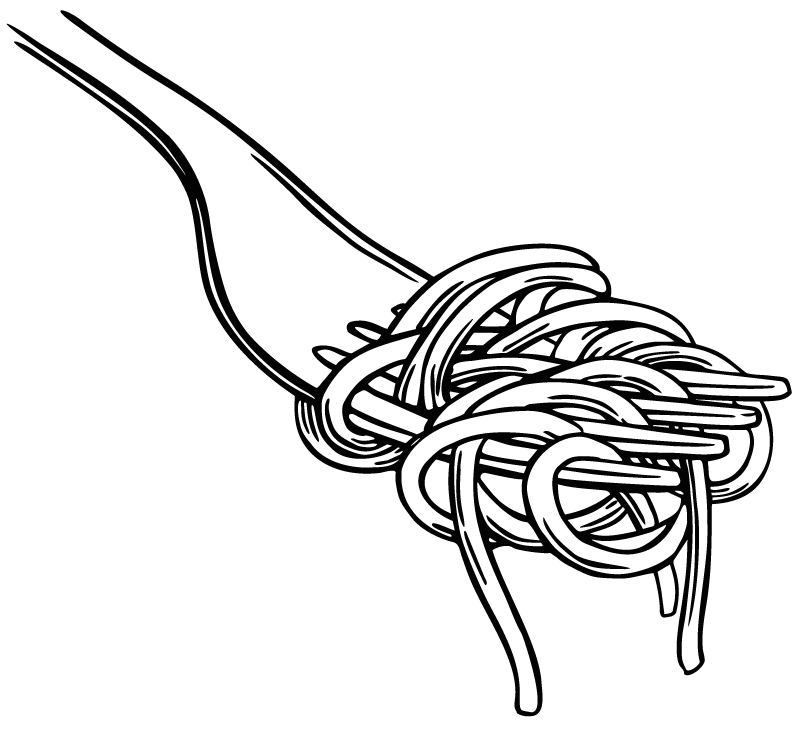 Vinyl teppich küche im spaghetti-gabel-design - TenStickers
