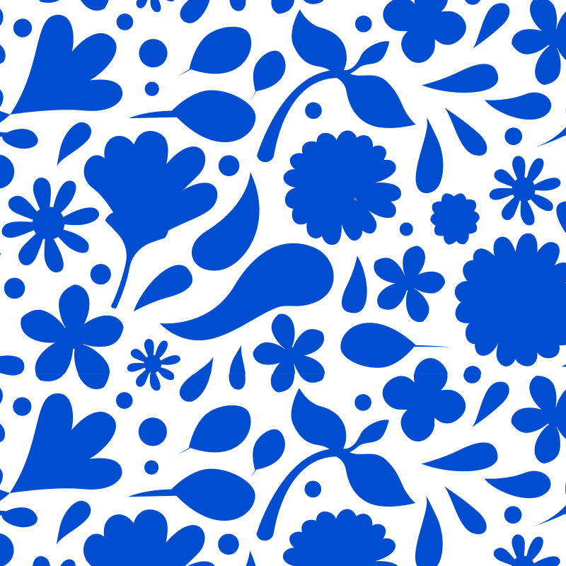 Vinyl teppich küche delfter blau mit blumen - TenStickers