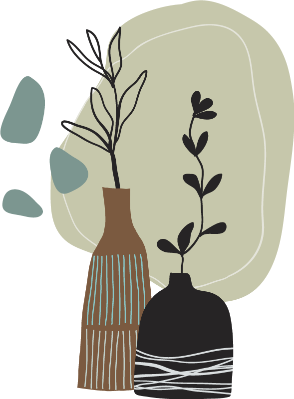 Vinyl teppich küche mit bunten blättern in vase - TenStickers