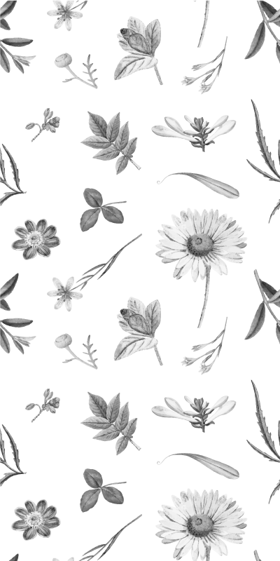 Vinyl teppich küche mit grauen sprintblumen - TenStickers