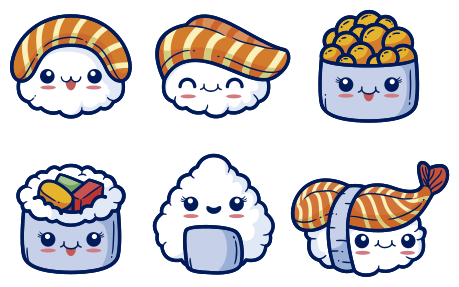 Vinyl teppich küche mit niedlichem sushi design - TenStickers