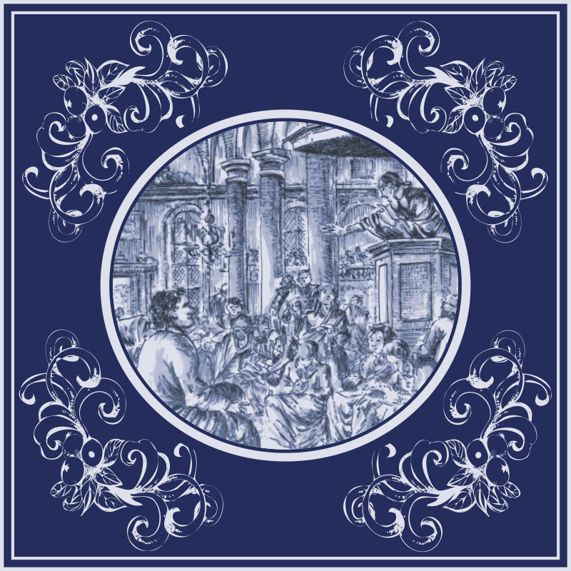 Vinyl teppich küche mit blauen delft menschen - TenStickers