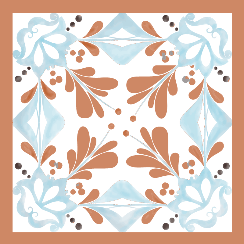 Vinyl teppich küche florale mediterrane fliesen - TenStickers