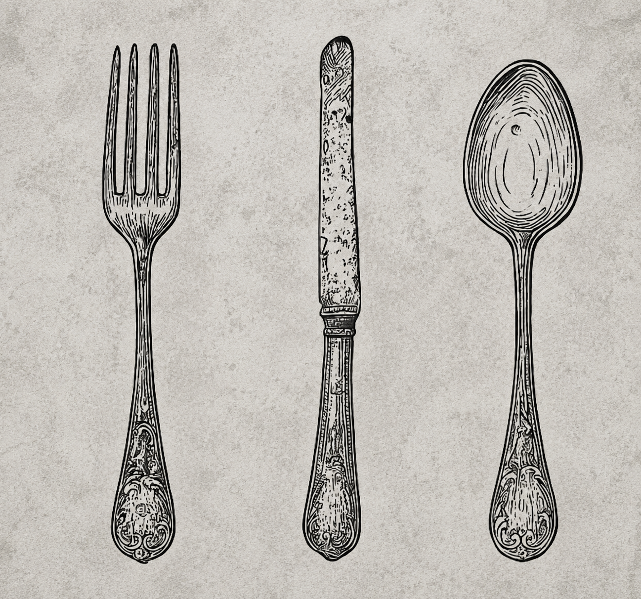 Vinyl teppich küche graues besteckdesign - TenStickers