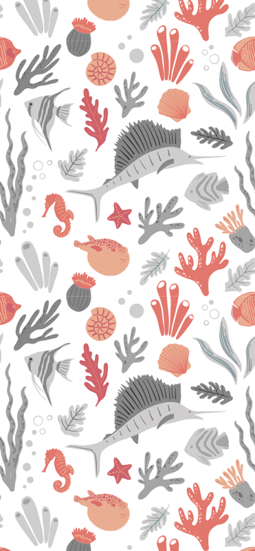 Vinyl teppich schlafzimmer meereslebewesen illustration - TenStickers