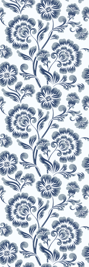 Vinyl teppich schlafzimmer mit blauen blumenmuster - TenStickers