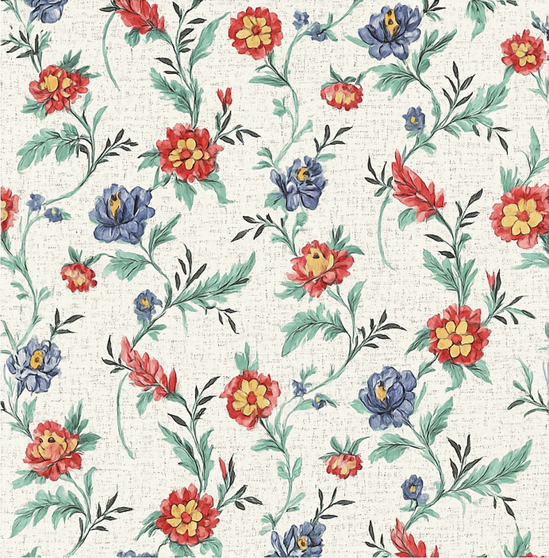 Vinyl teppich schlafzimmer im retro blumen design - TenStickers