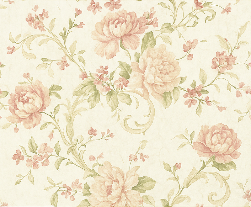 Vinyl teppich schlafzimmer in zartrosa vintage blumenmuster - TenStickers