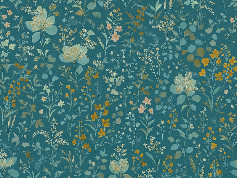 Vinyl teppich schlafzimmer blau vintage blumenmuster - TenStickers