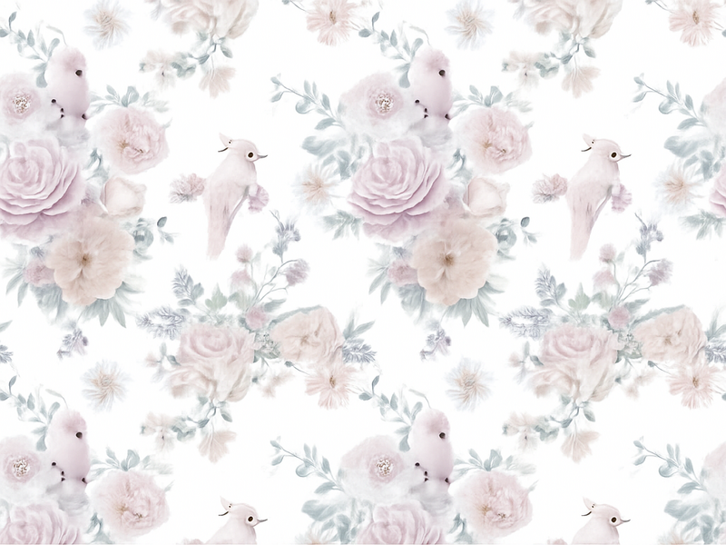 Vinyl teppich schlafzimmer in elegantem graublumen design - TenStickers