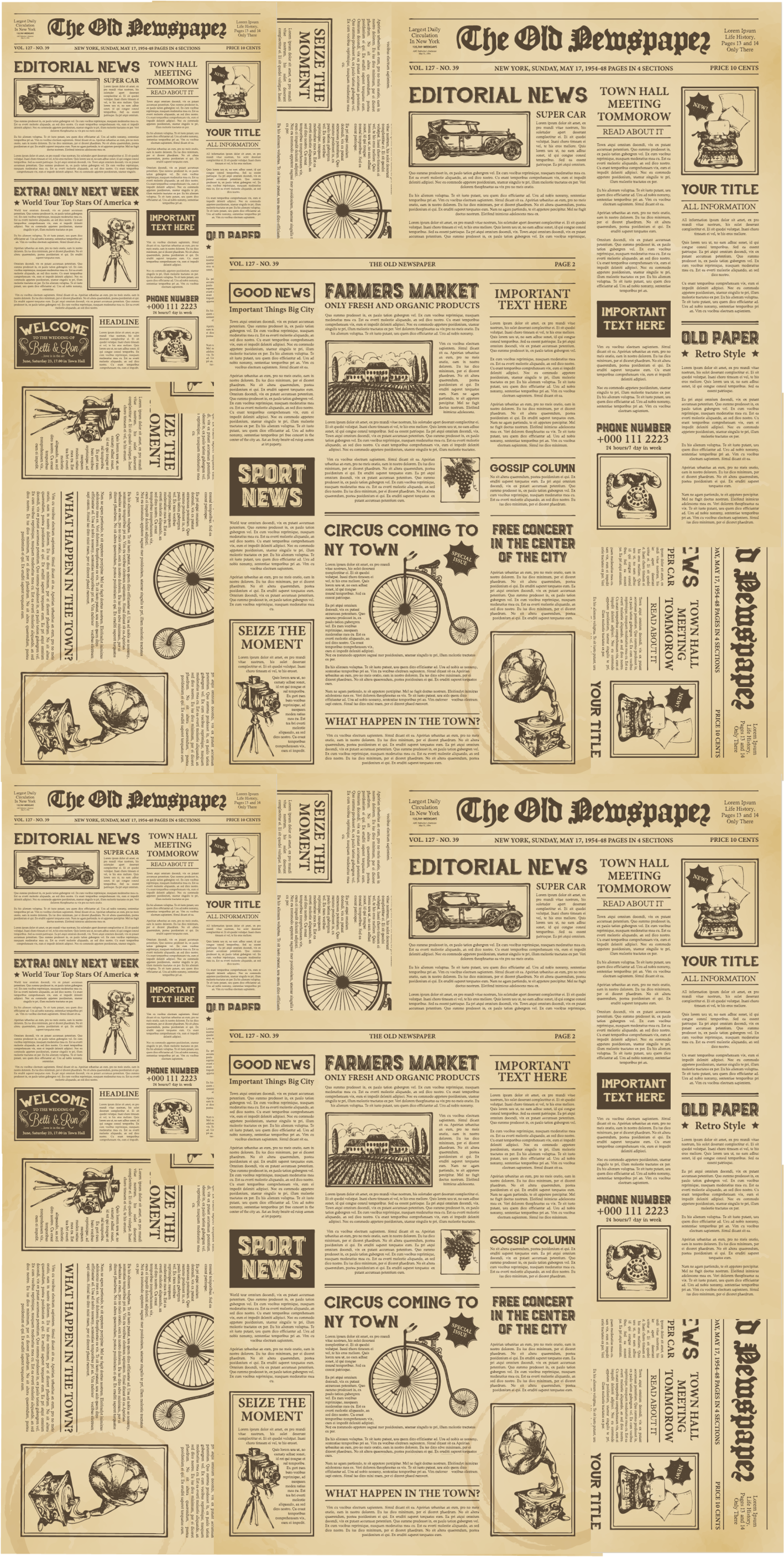 Vinyl teppich büro im vintage amerikanischen zeitungsdesign - TenStickers