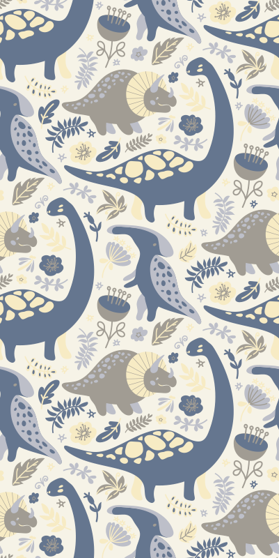 Vinyl teppich schlafzimmer blaue dinosaurier im nordic stil - TenStickers