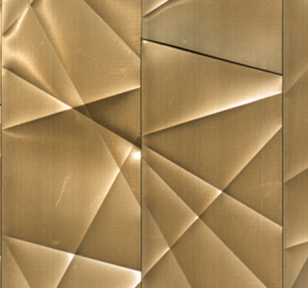 Vinyl teppich schlafzimmer mit 3d gold polygonmuster - TenStickers