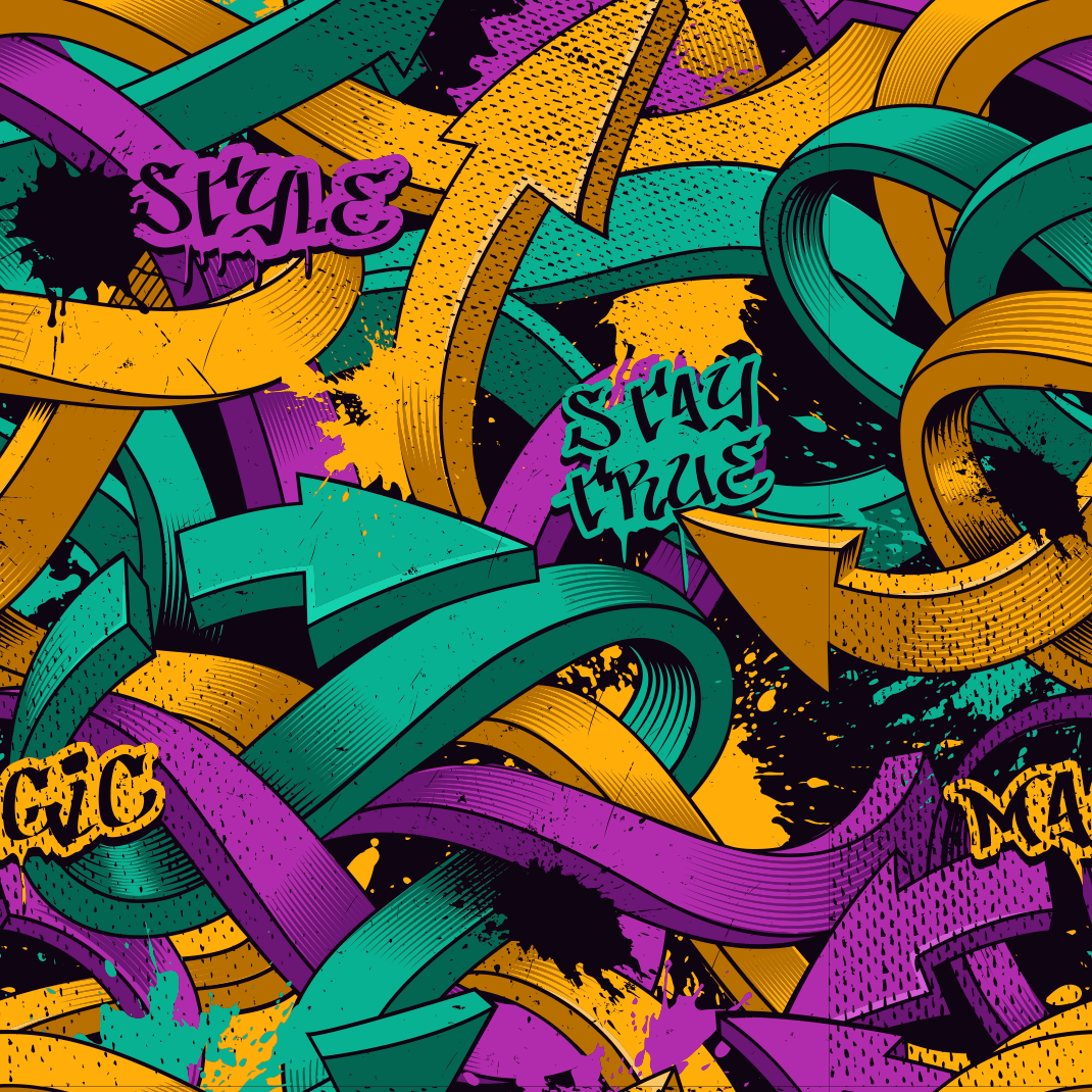 Vinyl teppich schlafzimmer mit realistischer graffiti-wand - TenStickers