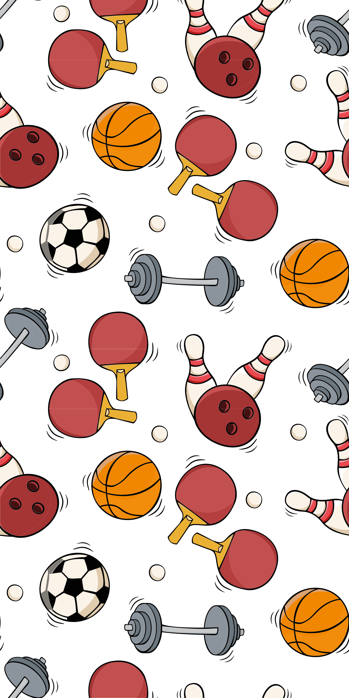 Vinyl teppich schlafzimmer mit sportgeräten im doodle-stil - TenStickers