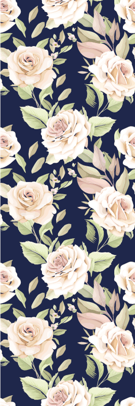 Vinyl teppich schlafzimmer mit vintage rosenmuster blau - TenStickers
