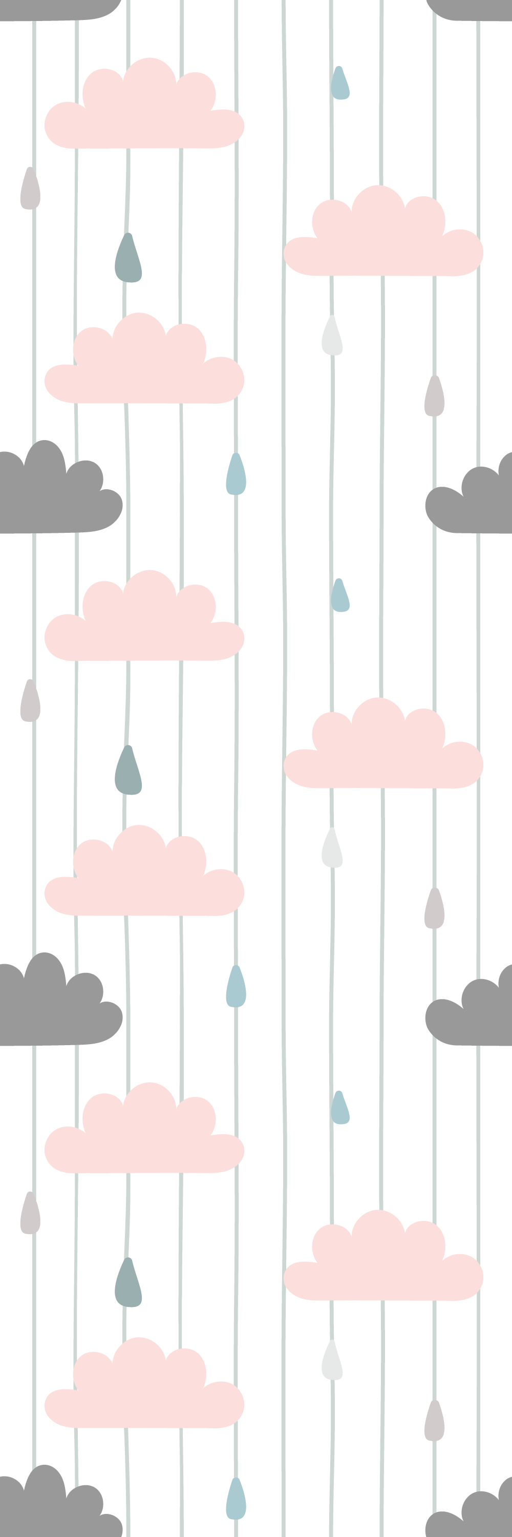 Vinyl teppich schlafzimmer in rosa und grauen wolken - TenStickers