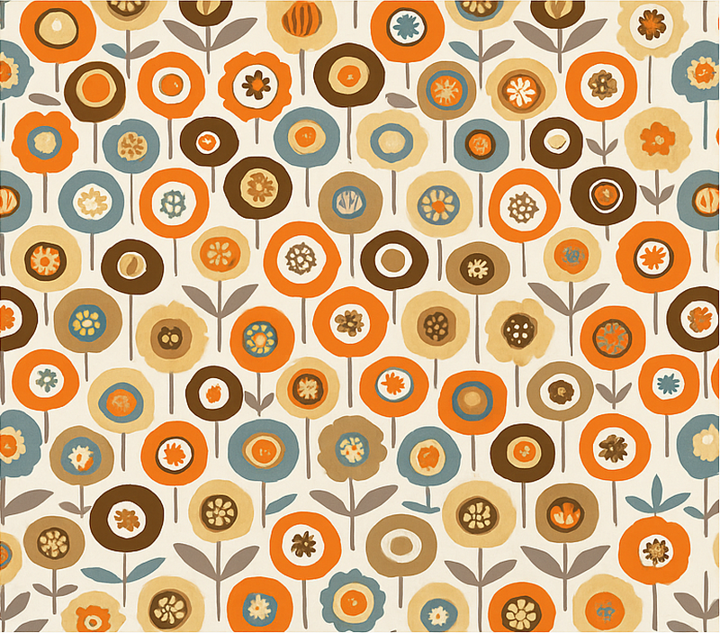 Vinyl teppich nordisch mit bunten vintage-blumen - TenStickers