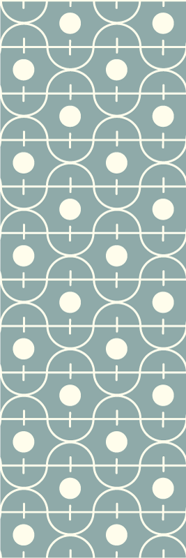 Vinyl teppich nordisch in blauem japandi muster - TenStickers