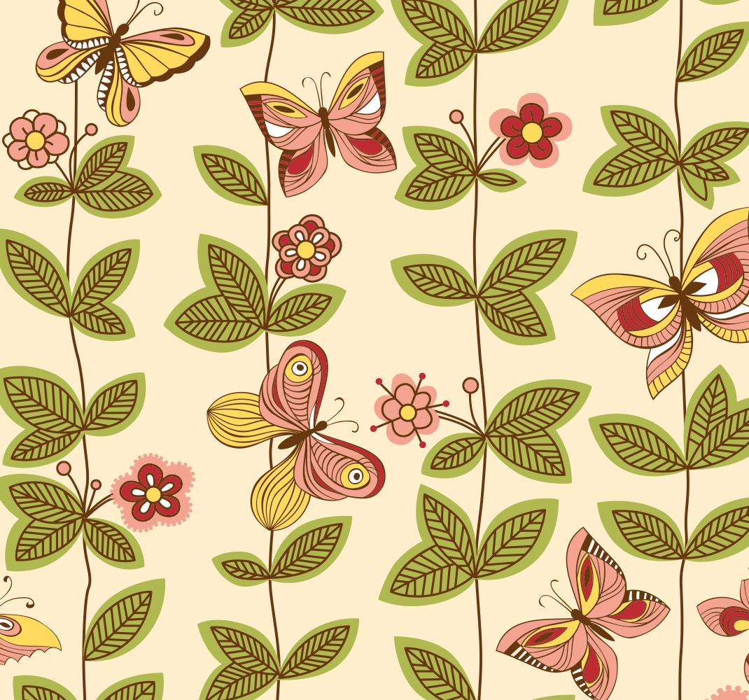 Vinyl teppich natur mit schmetterlingen - TenStickers