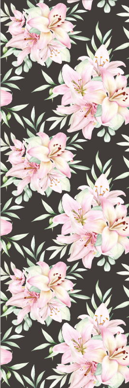 Vinyl teppich natur mit aquarell seerosenmuster - TenStickers