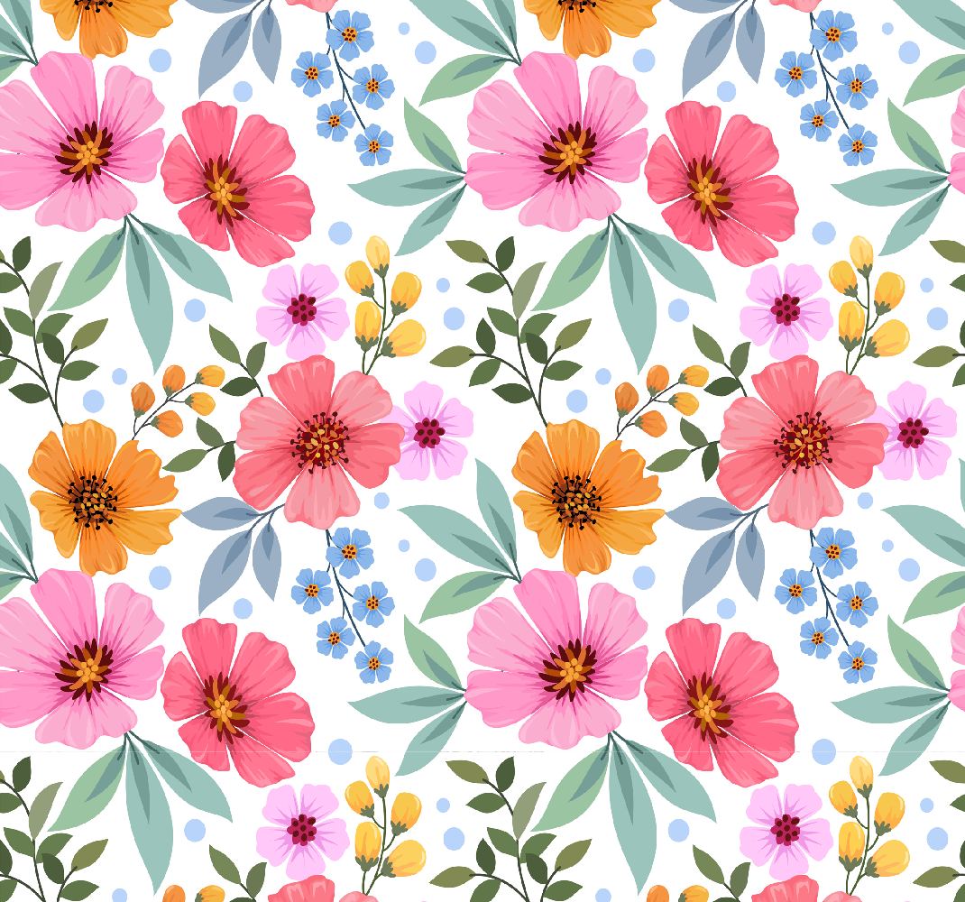 Vinyl teppich natur bunte blumen auf weiß - TenStickers