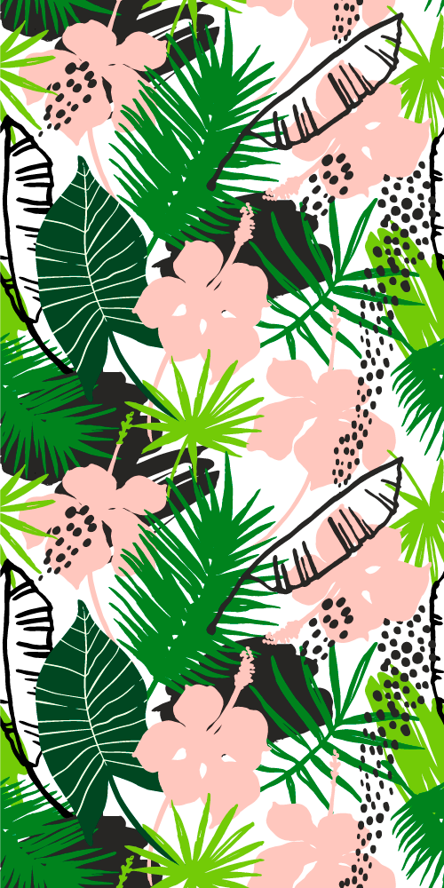 Vinyl teppich natur mit tropischem palmblätter blumenmuster - TenStickers