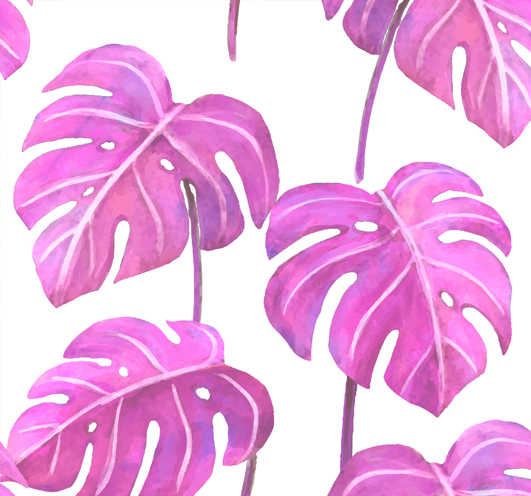 Vinyl teppich natur mit pinkfarbener monstera - TenStickers