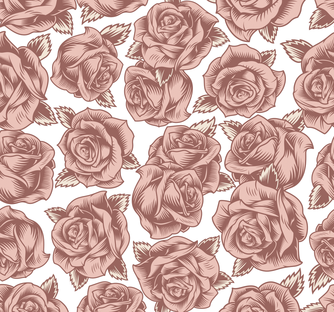 Vinyl teppich natur mit retro-rosen-muster - TenStickers