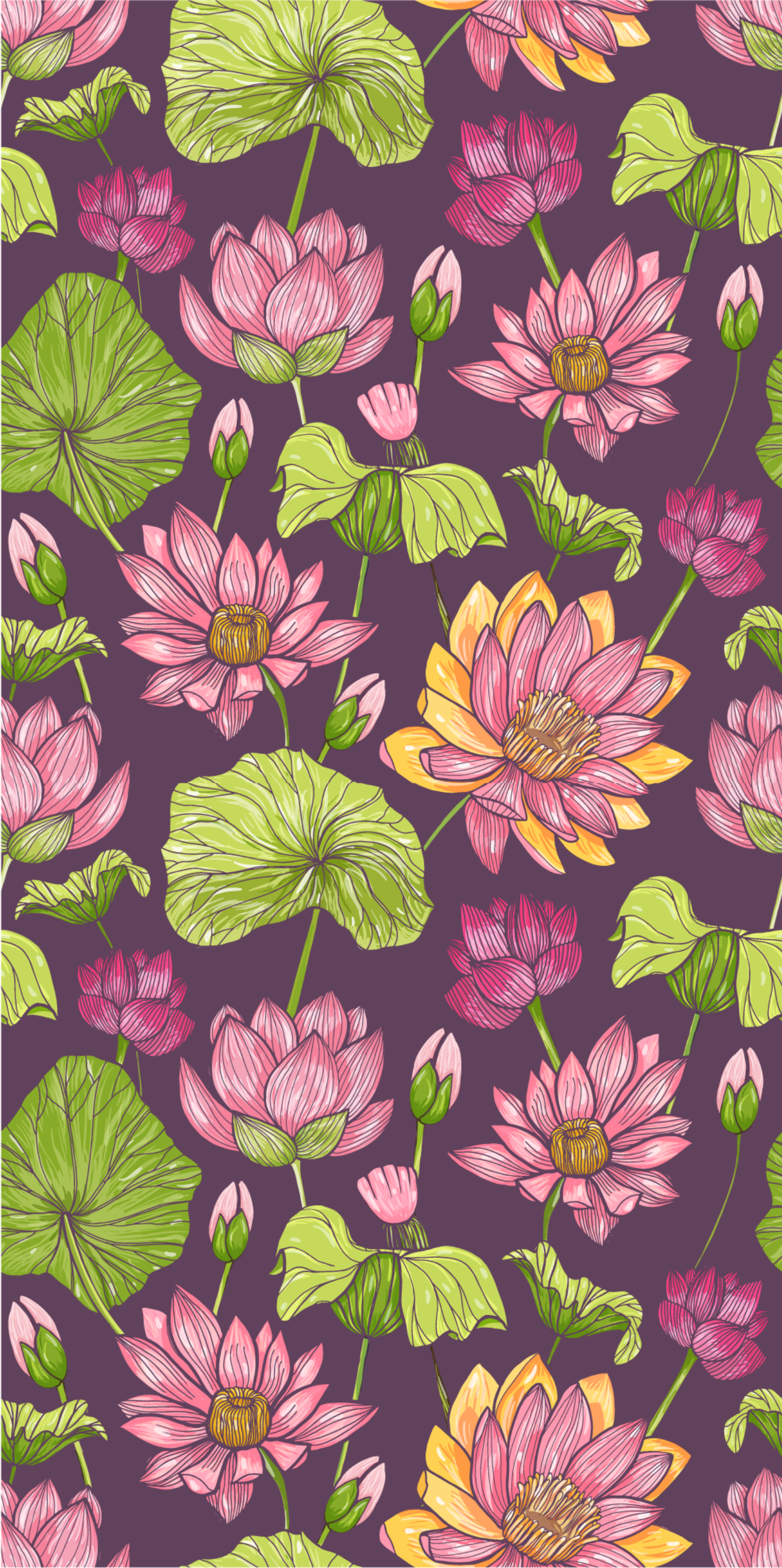 Vinyl teppich natur mit lotusblättern und blumen - TenStickers