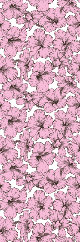 Vinyl teppich natur mit pinken hibiskusblüten - TenStickers