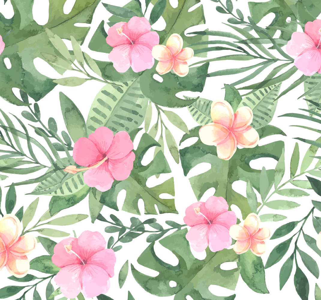Vinyl teppich natur mit floralem tropenmuster - TenStickers
