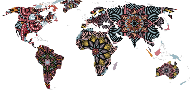 Vinyl teppich weltkarte mandala weltkarte - TenStickers